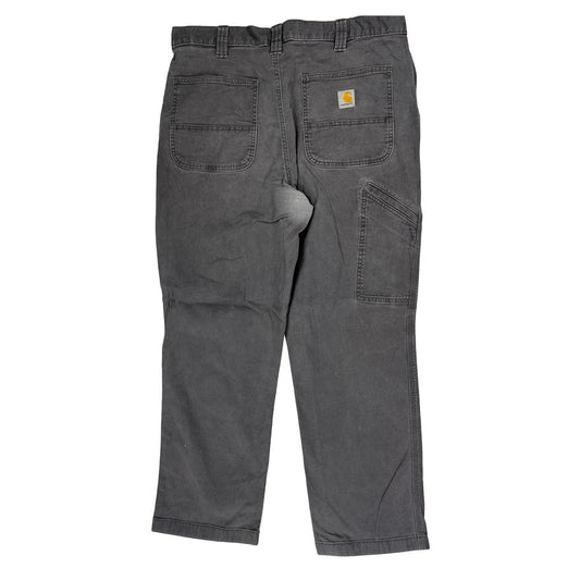 Relaxed Fit Carhartt Double Knee Carpenter Trousers - 35W 30L Grey Cotton