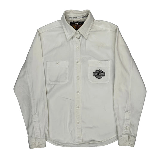 Harley Davidson Shirt - Small White Cotton