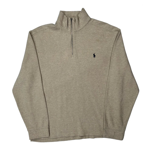 Polo By Ralph Lauren 1/4 Zip - Large Beige Cotton