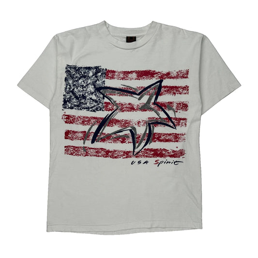 USA Spirit Anvil Graphic T-Shirt - Large Blue Cotton