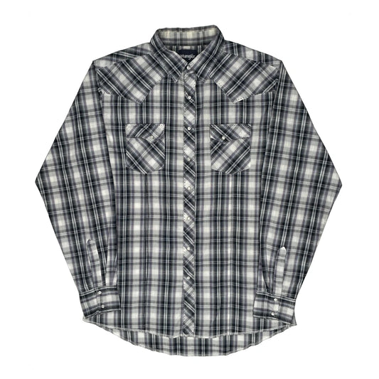 Wrangler Checked Shirt - XL Grey Cotton