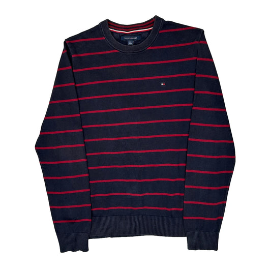 Tommy Hilfiger Striped Jumper - Large Navy Cotton