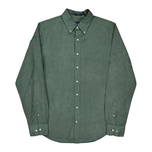 Gant Fitted Shirt - Large Green Cotton