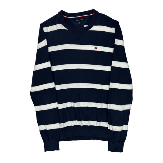 Vintage Tommy Hilfiger Striped Sweater - Medium Navy Cotton
