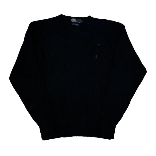 Polo By Ralph Lauren Lambswool Chunky Knit Jumper - Large Black Wool
