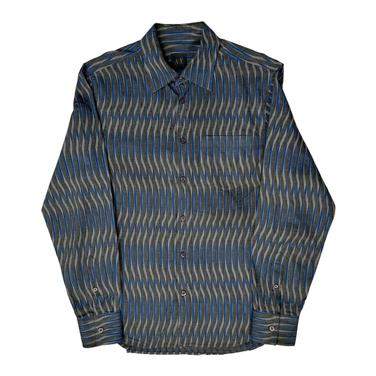 Armani Exchange Striped Patterned Shirt - Medium Grey Polyester Blend