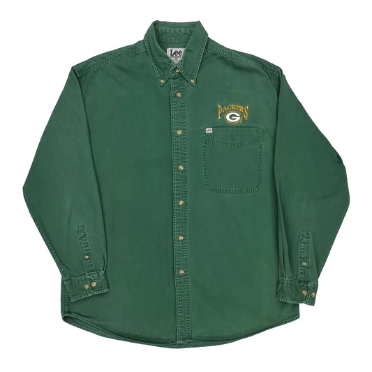Packers Lee Sport Football Denim Shirt - Large Green Cotton