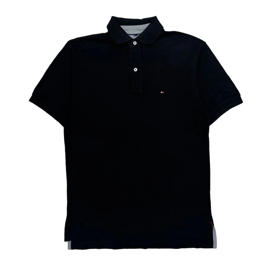 Vintage Tommy Hilfiger Polo Shirt - Small Black Cotton