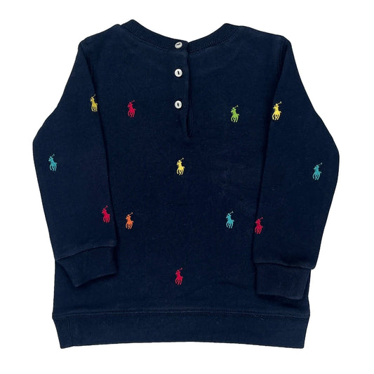 Vintage Age 24 Months Ralph Lauren Long Sleeve T-Shirt - 3XS Navy Cotton