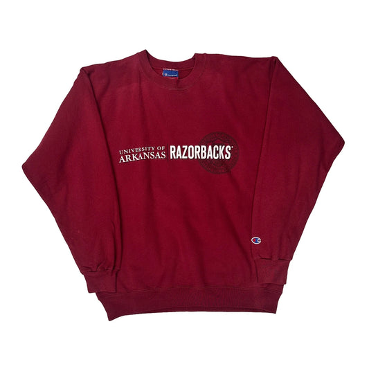 University Of Arkansas Razorbacks Champion College Sweatshirt - Medium Red Cotton