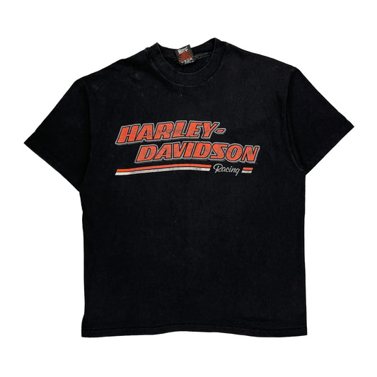 Racing Harley Davidson Graphic T-Shirt - XL Black Cotton