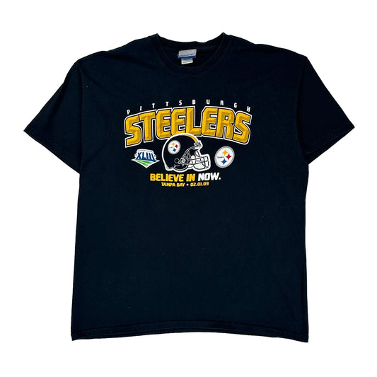 Made In USA Reebok Nfl T-Shirt - Large Black Cotton