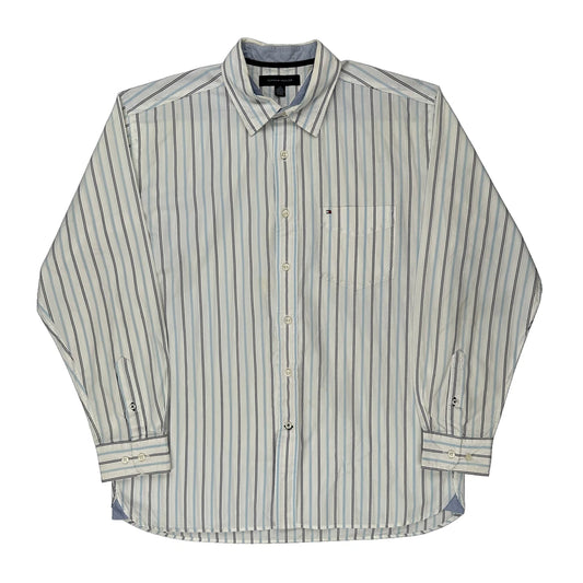 Tommy Hilfiger Striped Shirt - Large Blue Cotton