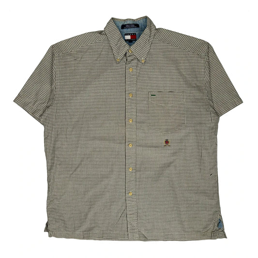 Tommy Hilfiger Checked Short Sleeve Shirt - Large Beige Cotton