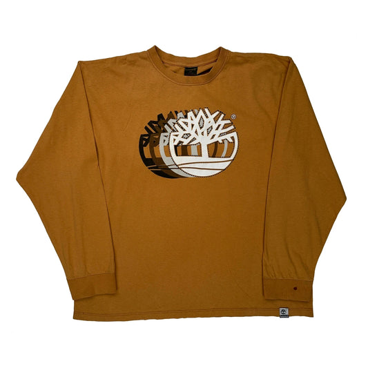 Timberland Graphic Long Sleeve T-Shirt - Large Brown Cotton