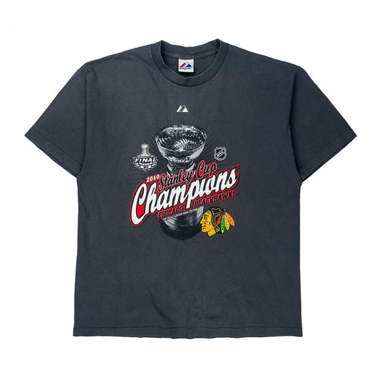 Chicago Blackhawks Majestic Nhl T-Shirt - Medium Grey Cotton