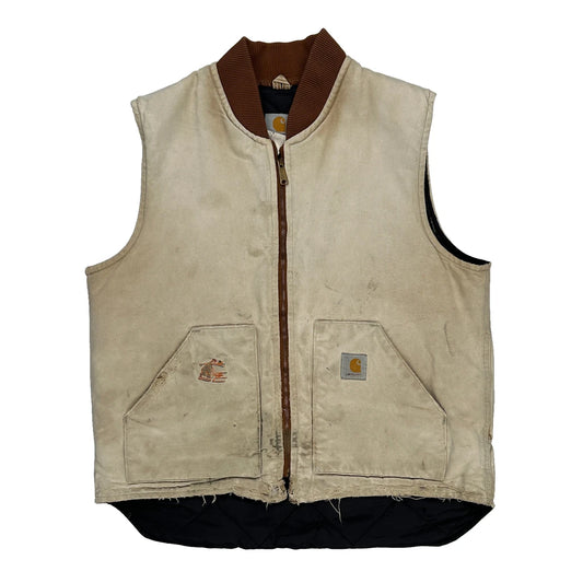 Construction Worker Graphic Carhartt Gilet - XL Beige Cotton
