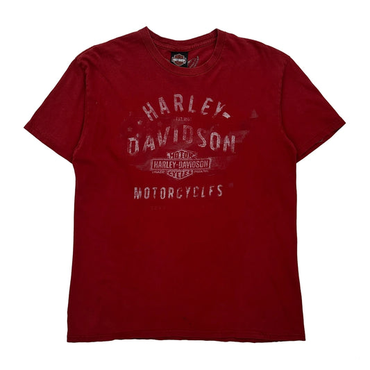 Motorcycles Harley Davidson Graphic T-Shirt - Large Red Cotton