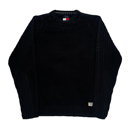 Tommy Jeans Chunky Knit Jumper - Large Black Cotton