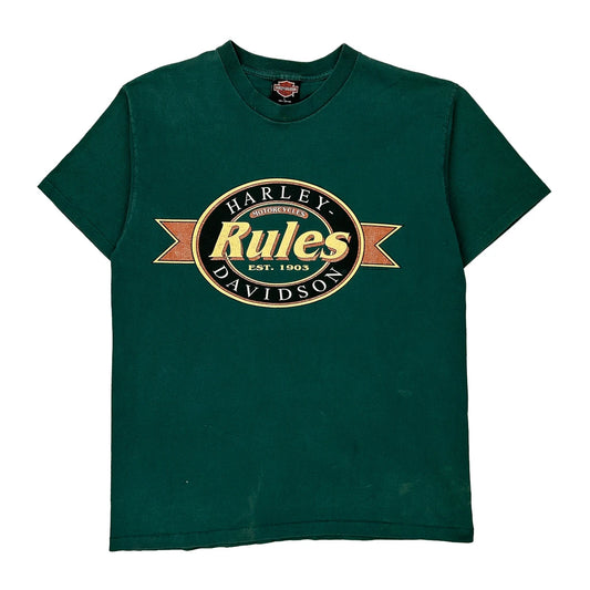 Bourbon Street New Orleans Harley Davidson Graphic T-Shirt - Large Green Cotton