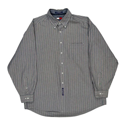 Tommy Hilfiger Striped Shirt - 2XL Grey Cotton