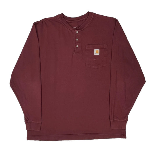 Vintage Carhartt Long Sleeve T-Shirt - XL Burgundy Cotton