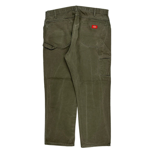 Dickies Carpenter Trousers - 38W 32L Green Cotton