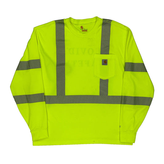 Covid Safety Carhartt Long Sleeve T-Shirt - Large Yellow Polyester