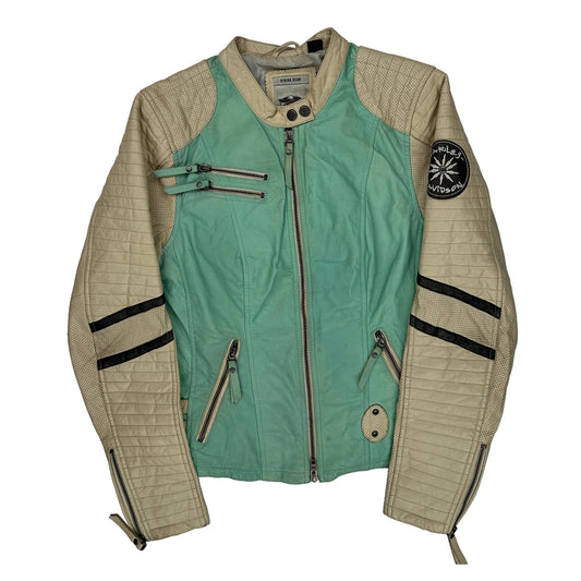 Restless Spirit Harley Davidson Graphic Leather Jacket - Medium Beige Leather