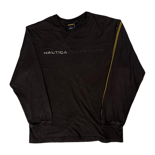 Nautica Spellout Long Sleeve T-Shirt - Large Black Cotton