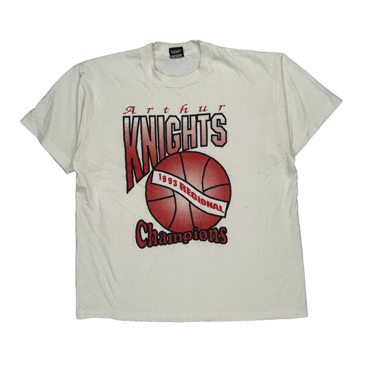Arthur Knights 1993 Regional Champions Screen Stars Single Stitch T-Shirt - XL White Cotton Blend