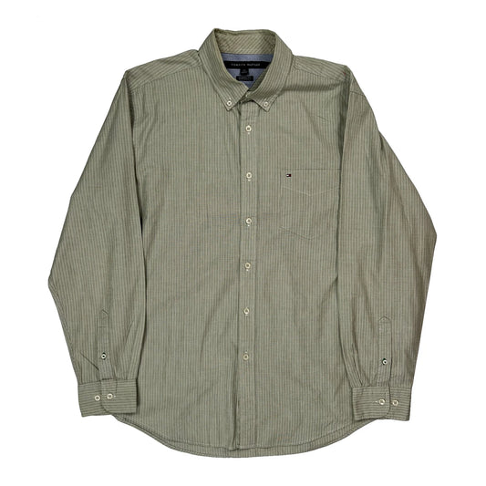 Tommy Hilfiger Striped Shirt - Large Green Cotton