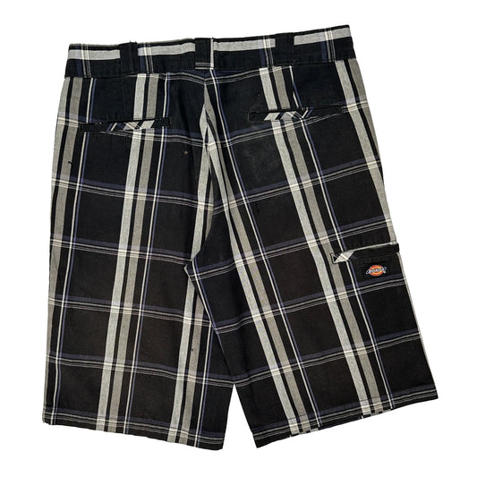 Dickies Checked Shorts - 34W 10L Black Cotton