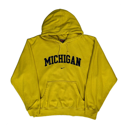 Michigan Nike College Hoodie - Large Yellow Cotton