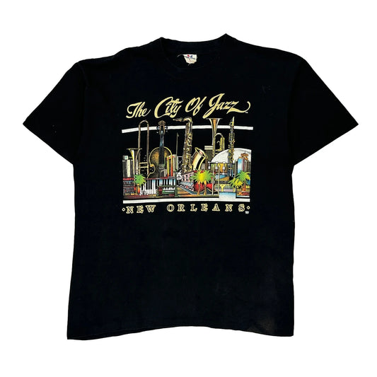 New Orleans Tee Jays Single Stitch T-Shirt - XL Black Cotton