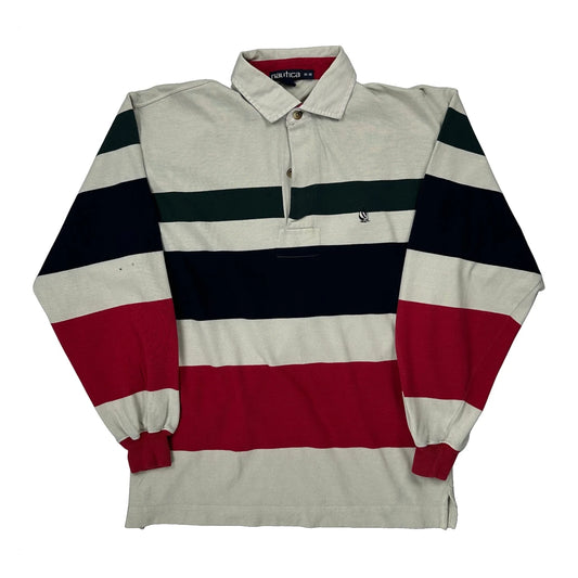 Nautica Striped Rugby Shirt - Medium Multicoloured Cotton
