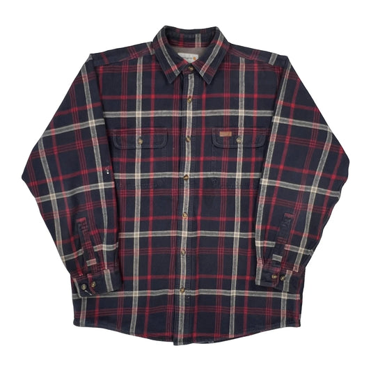 Carhartt Checked Flannel Shirt - Large Navy Cotton