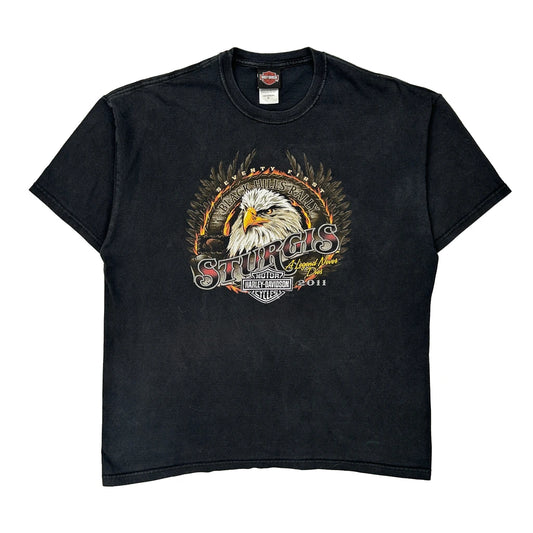 Harley Davidson Graphic T-Shirt - XL Black Cotton