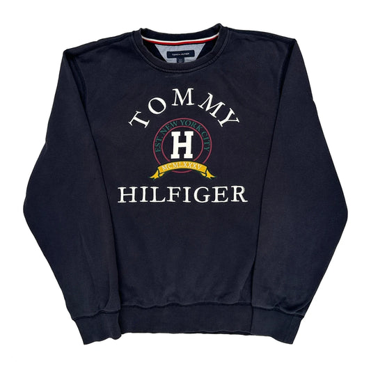 Tommy Hilfiger Spellout Sweatshirt - Large Navy Cotton