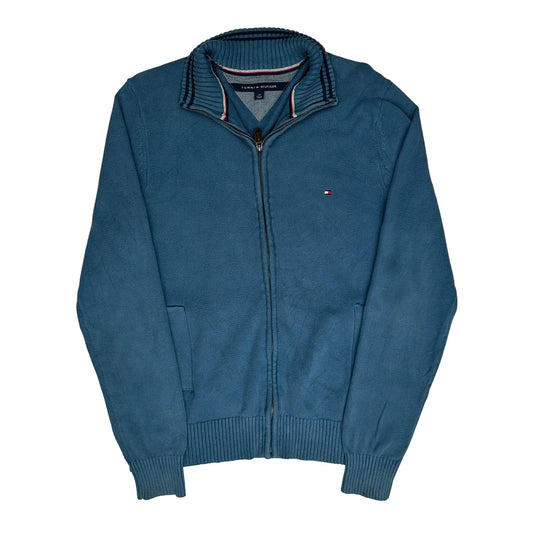 Tommy Hilfiger Zip Up - Large Blue Knitted