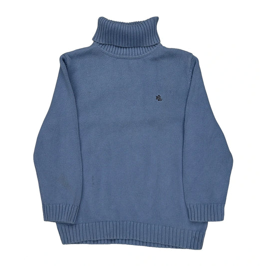 Ralph Lauren Roll Neck Jumper - Large Blue Cotton