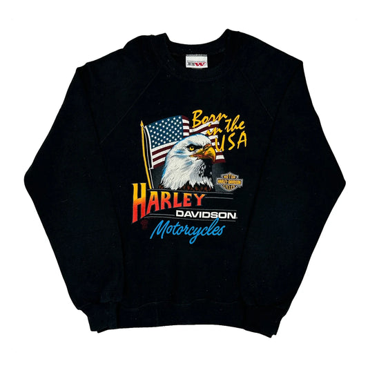 Born In The USA Harley Davidson Graphic Sweatshirt - XL Black Cotton
