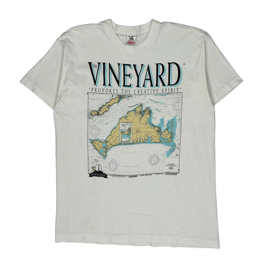 Vintage Martha'S Vineyard Map Fruit Of The Loom Graphic T-Shirt - XL White Cotton