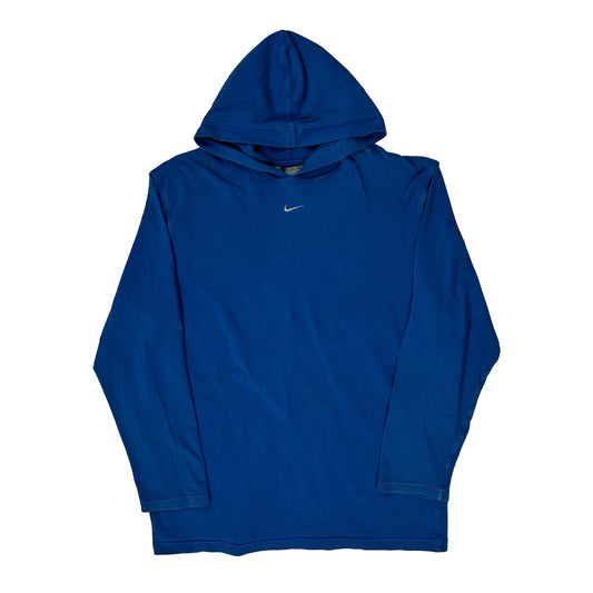 Center Swoosh Nike Long Sleeve T-Shirt - Large Blue Cotton
