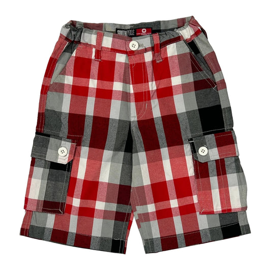 Age 6 Southpole Checked Cargo Shorts - Small Red Cotton
