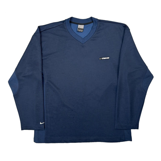 Nike Long Sleeve T-Shirt - XL Blue Cotton