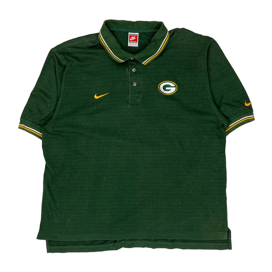 Vintage Green Bay Packers Nike Football Polo Shirt - XL Green Cotton