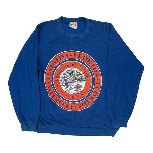 Vintage Made In USa University Of Florida Nutmeg College Sweatshirt - Large Blue Cotton