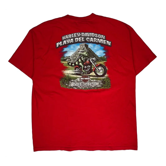 Harley Davidson Graphic T-Shirt - XL Red Cotton