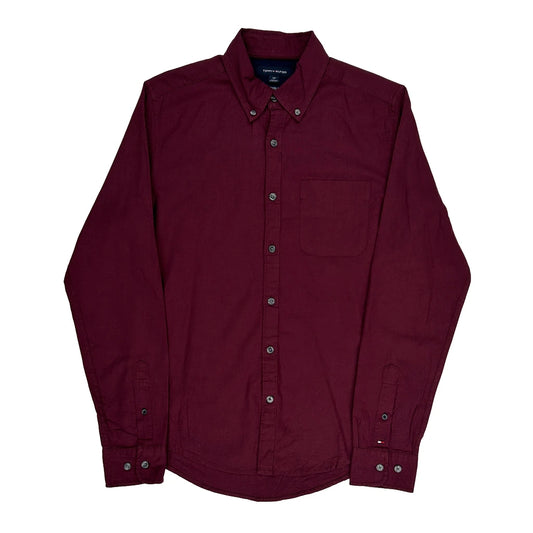 Tommy Hilfiger Shirt - Small Burgundy Cotton